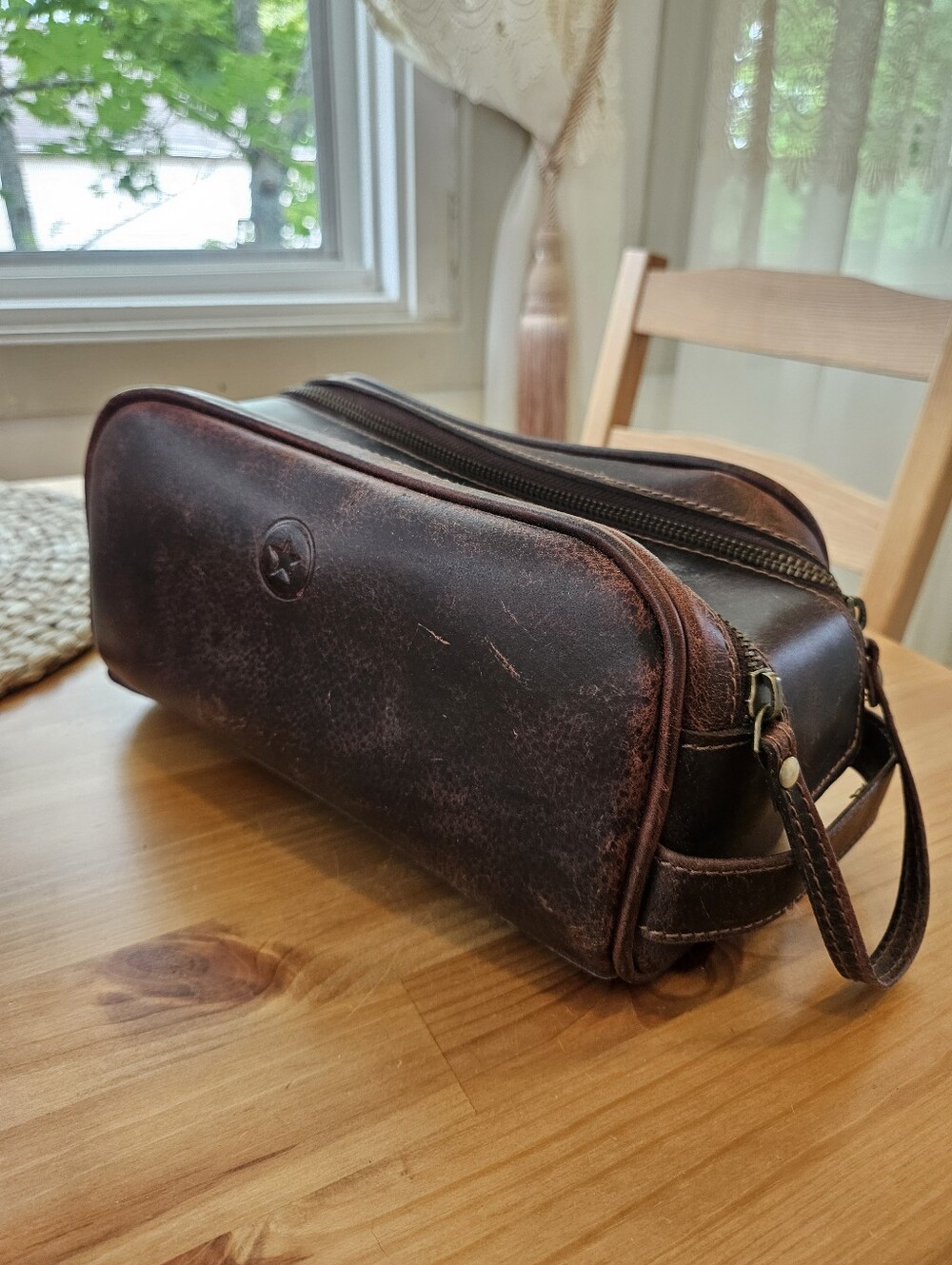 Men's Leather Dopp Kit Toiletry Bag - Brown